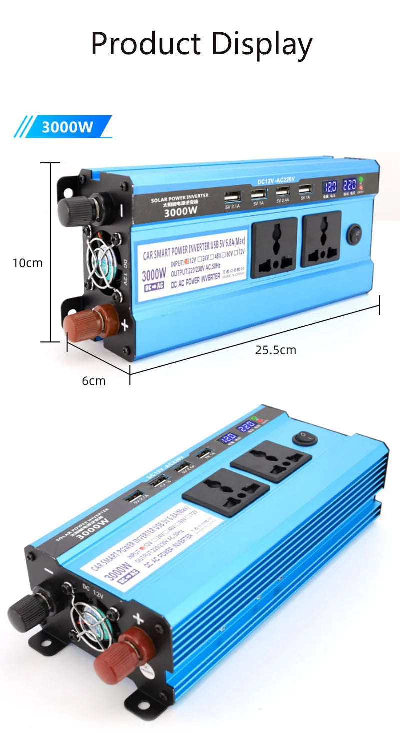 5000W Solar Panel Kit – Modified Sine Wave 12V to 220V System with 30A Charge Controller