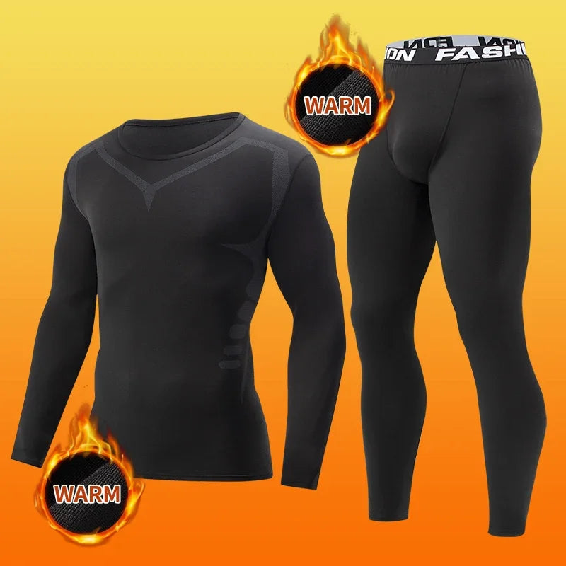Men's Warm Long Sleeve Top & Pants Set – Tight Fitness Running Yoga Athlete Sport Suit