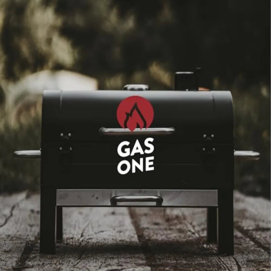 GasOne Portable Tabletop Charcoal BBQ Grill | 18-Inch, 2-Tiered, Side Handles, Lid, Stainless Steel, Compact for Picnic & Tailgate