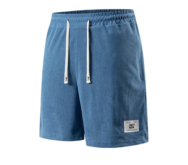 Men's Corduroy Stretch Letter Print Shorts — Casual Textured Shorts