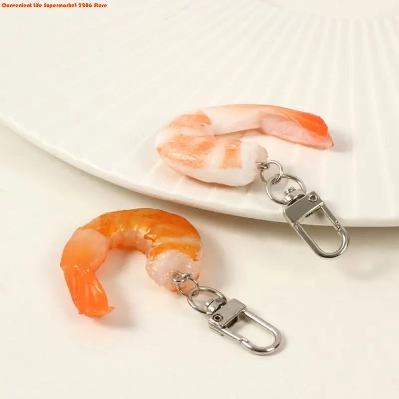 Funny Imitation Shrimp Keychain – Creative PVC Bag Pendant Key Ring for Women