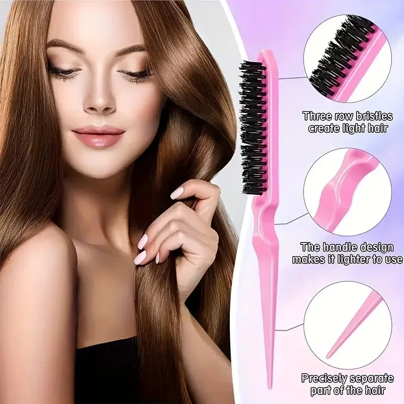 6-Piece Hair Brush Set – Spray Bottle, Braiding Loop, Rat Tail Comb & Edge Control Brush