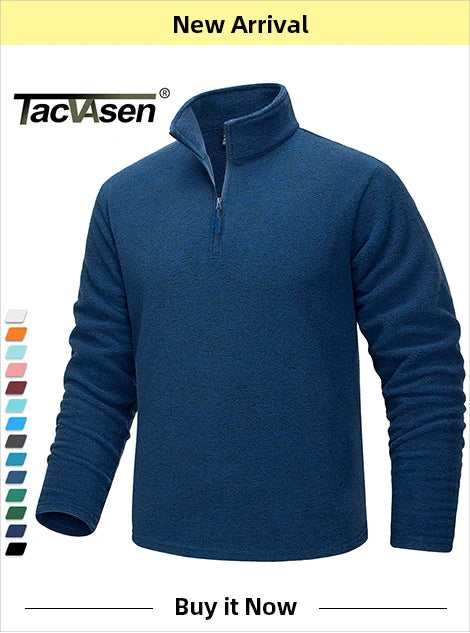 TACVASEN Men's Hooded Fleece Jacket – Full-Zip Windproof Warm Work Coat for Outdoor & Office