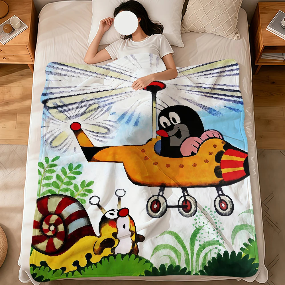 Cartoon Mole Soft Warm Plush Flannel Blanket – Cozy Sofa & Bed Throw, Nap Blanket