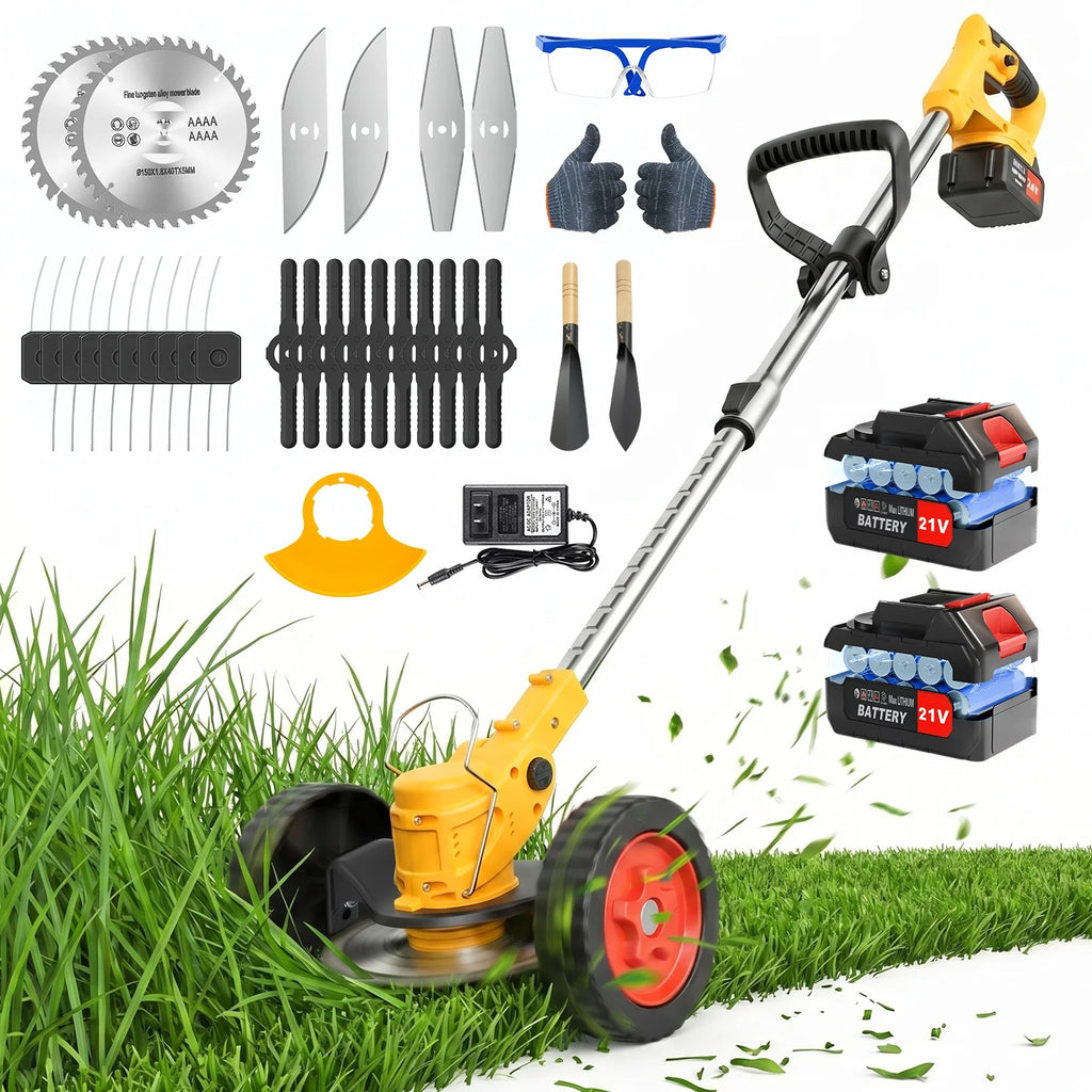 5-in-1 Cordless Electric Lawn Mower & Grass Trimmer | 21V 2x4.0Ah Batteries, 5-Blade System, 6-Inch Cut, 60-Min Runtime