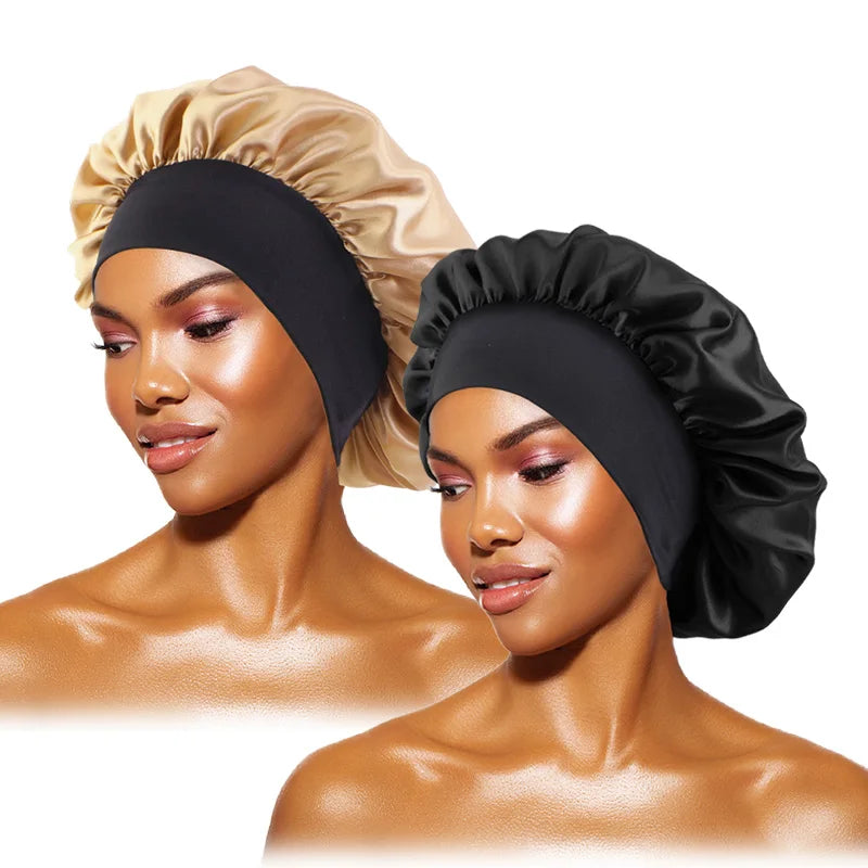 Satin Sleep Bonnet — Wide-Brim Hair Care Cap