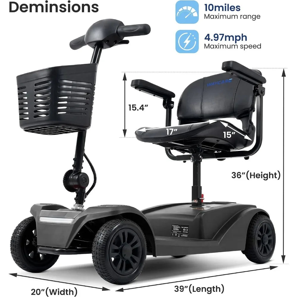 Long-Range 4-Wheel Mobility Scooter – 15–25 Mile Range, 300 lb Capacity