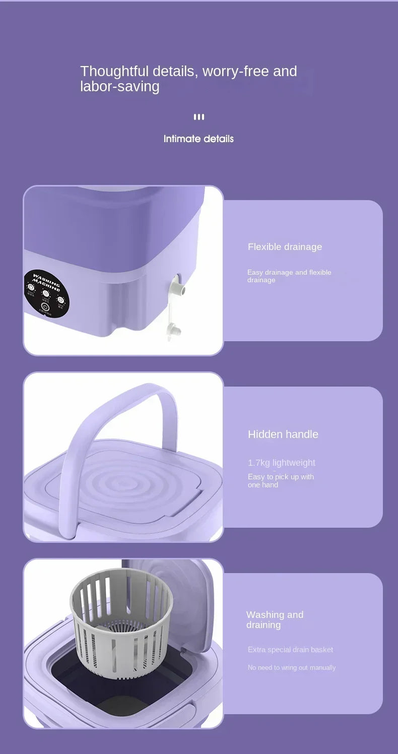 Portable Washing Machine And Dryer Combination,Mini Folding Washing Machine With Disinfection Function For Socks And Underwear