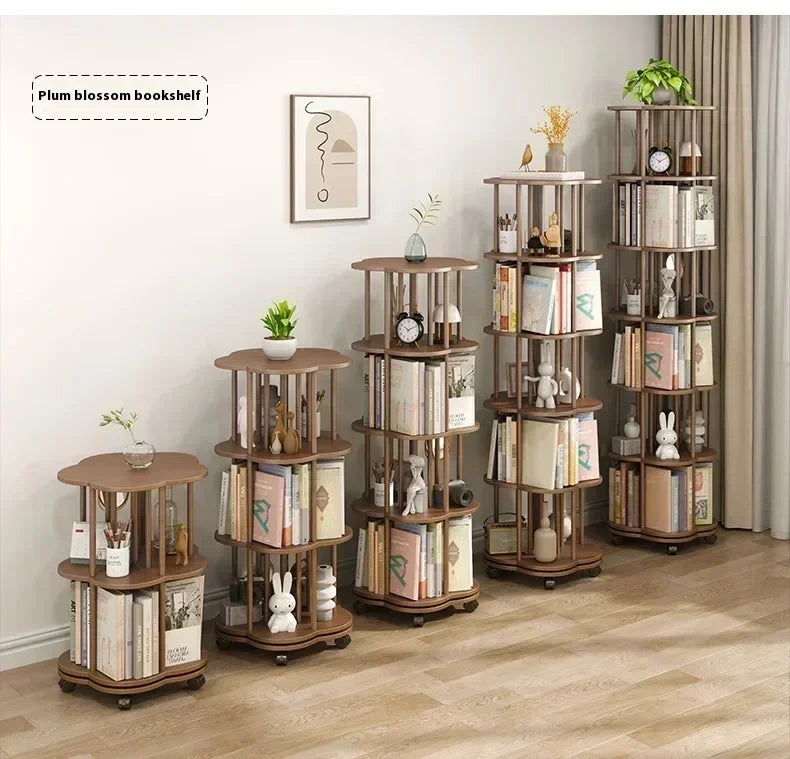 Vintage Rotating Bookcase – Compact Wooden Miniature House Display Shelf