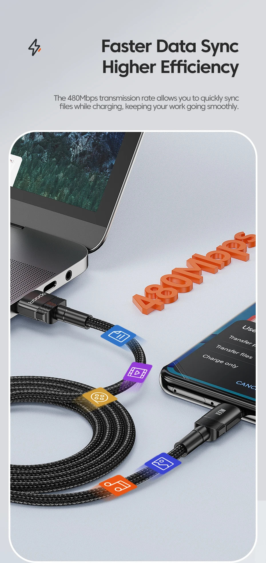 6A Speed. Braided Strength. Every Length. — Toocki USB-A to USB-C 6A 100W Fast Charging Cable | 0.25m to 3m, Huawei, Xiaomi, Samsung, OnePlus, 4 Colors