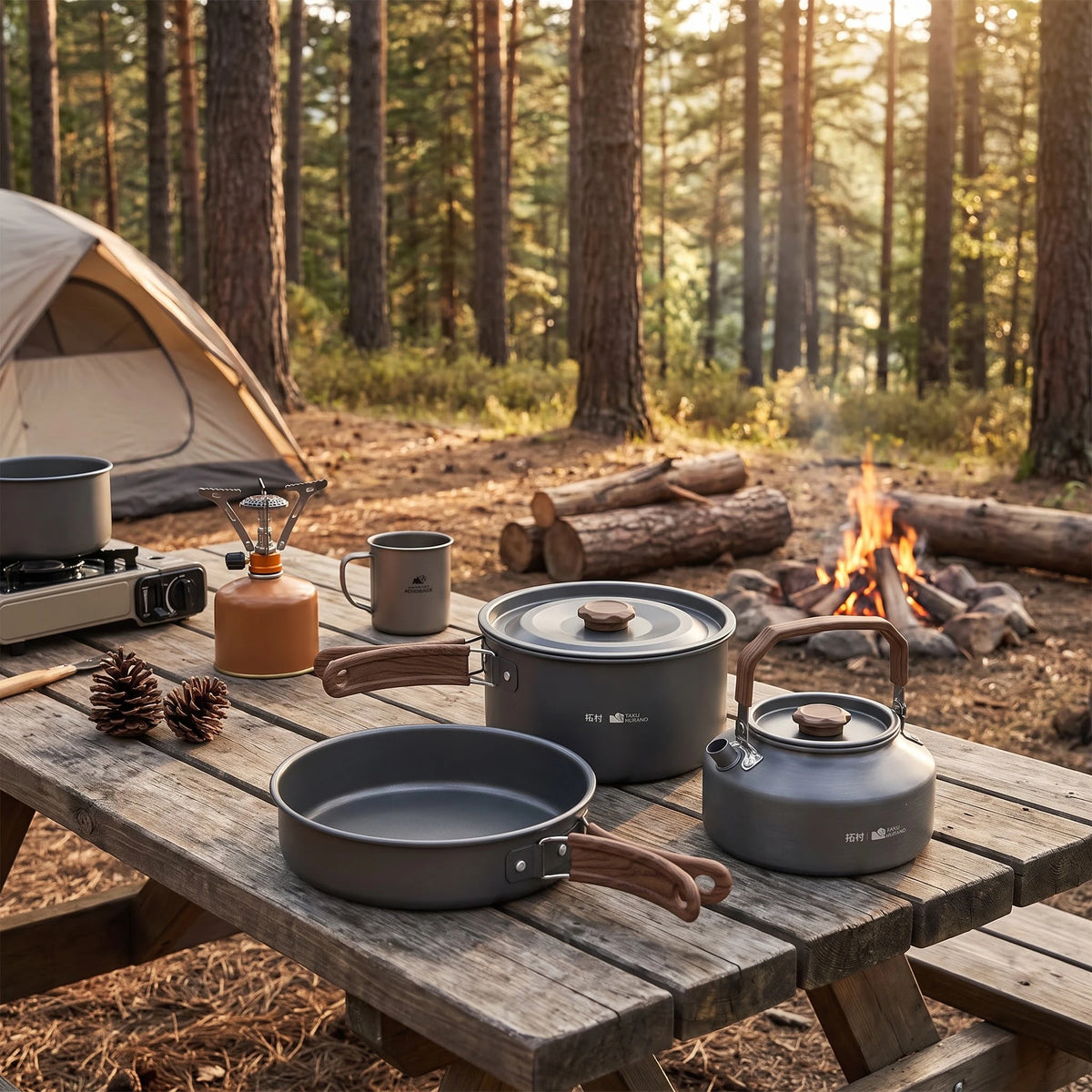 Camping Cookware Set – Nesting Pot, Pan & Kettle