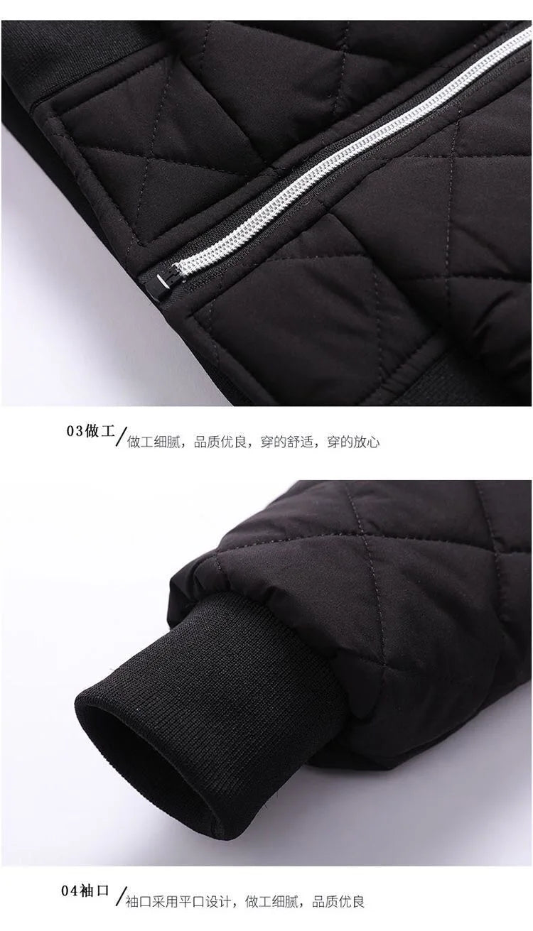 Men's Diamond Pattern Fleece-Lined Slim Bomber Jacket