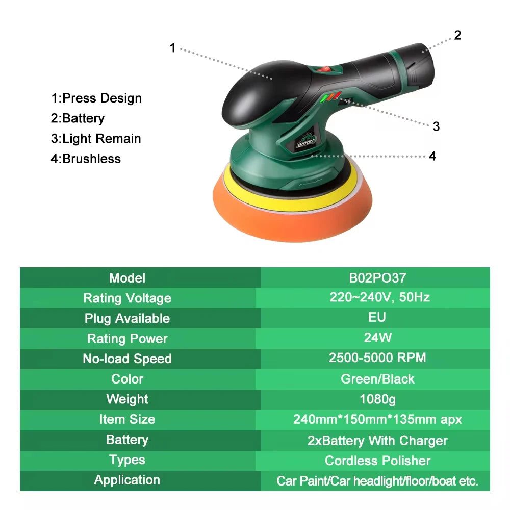 BATOCA Cordless 6-Inch Dual-Action Car Polisher