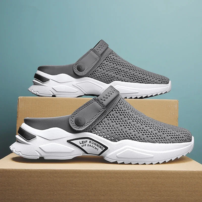 Men's Orthopedic Mesh Sandal Slippers – Hollow Out Breathable Diabetic Walking Shoes with Arch Support