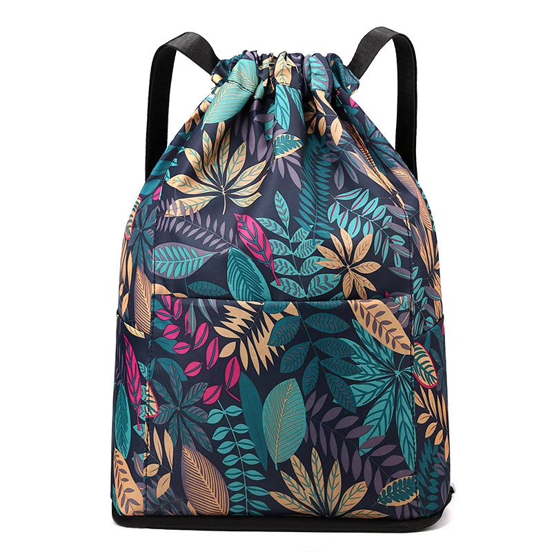 Women's Drawstring Backpack – Foldable Nylon Daypack