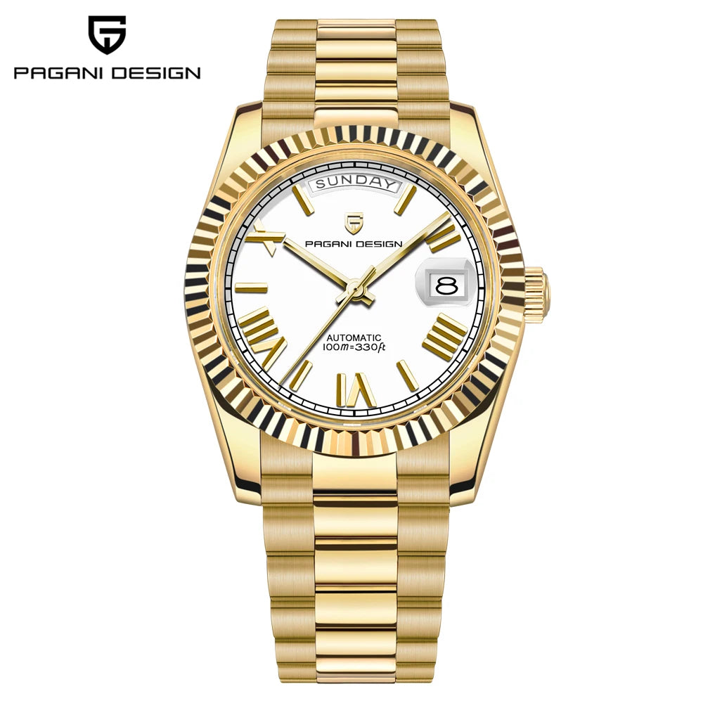 PAGANI DESIGN DD36 Men's Automatic Watch | Rose Gold Luxury Mechanical Sapphire Mirror Wristwatch