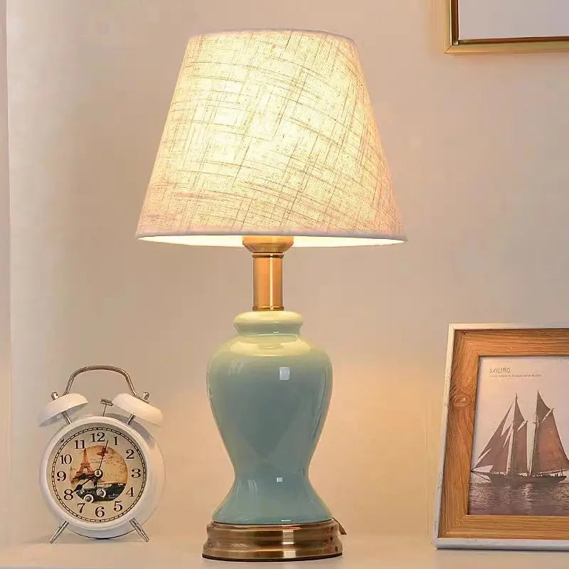 French Style Ceramic Lamp – Fabric Shade