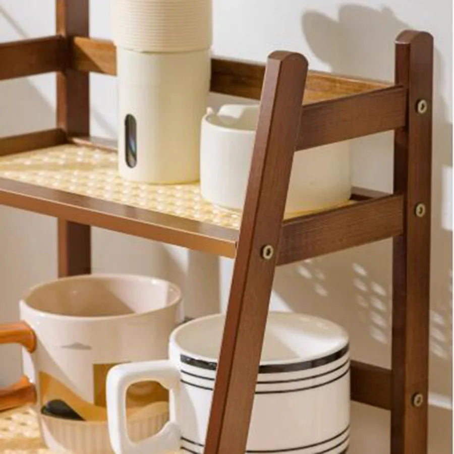 2-Layer Bamboo Coffee Cup Holder & Countertop Organizer Shelf
