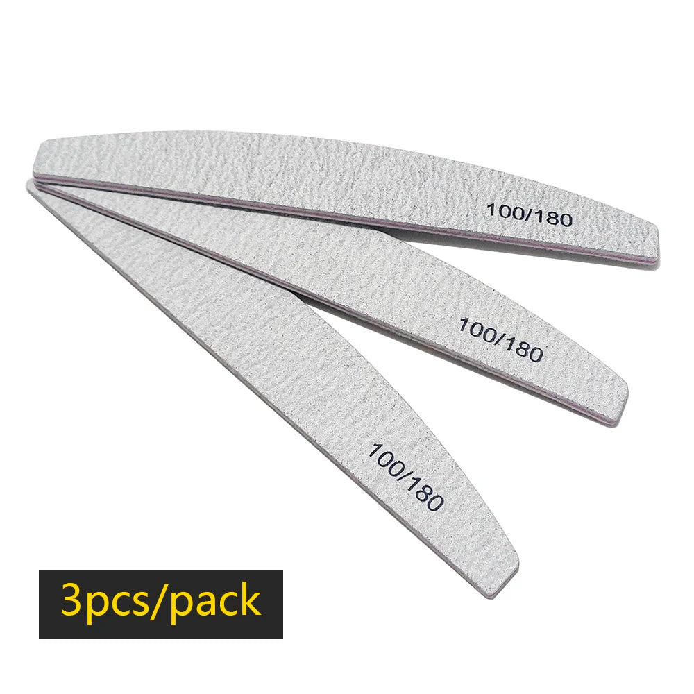 Nail File Buffer 100/180 Grit – Double-Sided Half Moon Sandpaper Nail Sanding & Manicure Tool