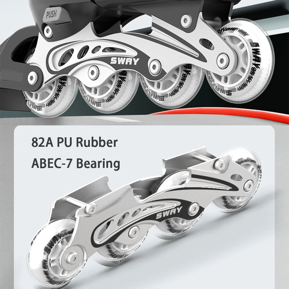 Adult Inline Roller Skates – Beginner Outdoor PU Street Freestyle Sneakers with 4 Wheels