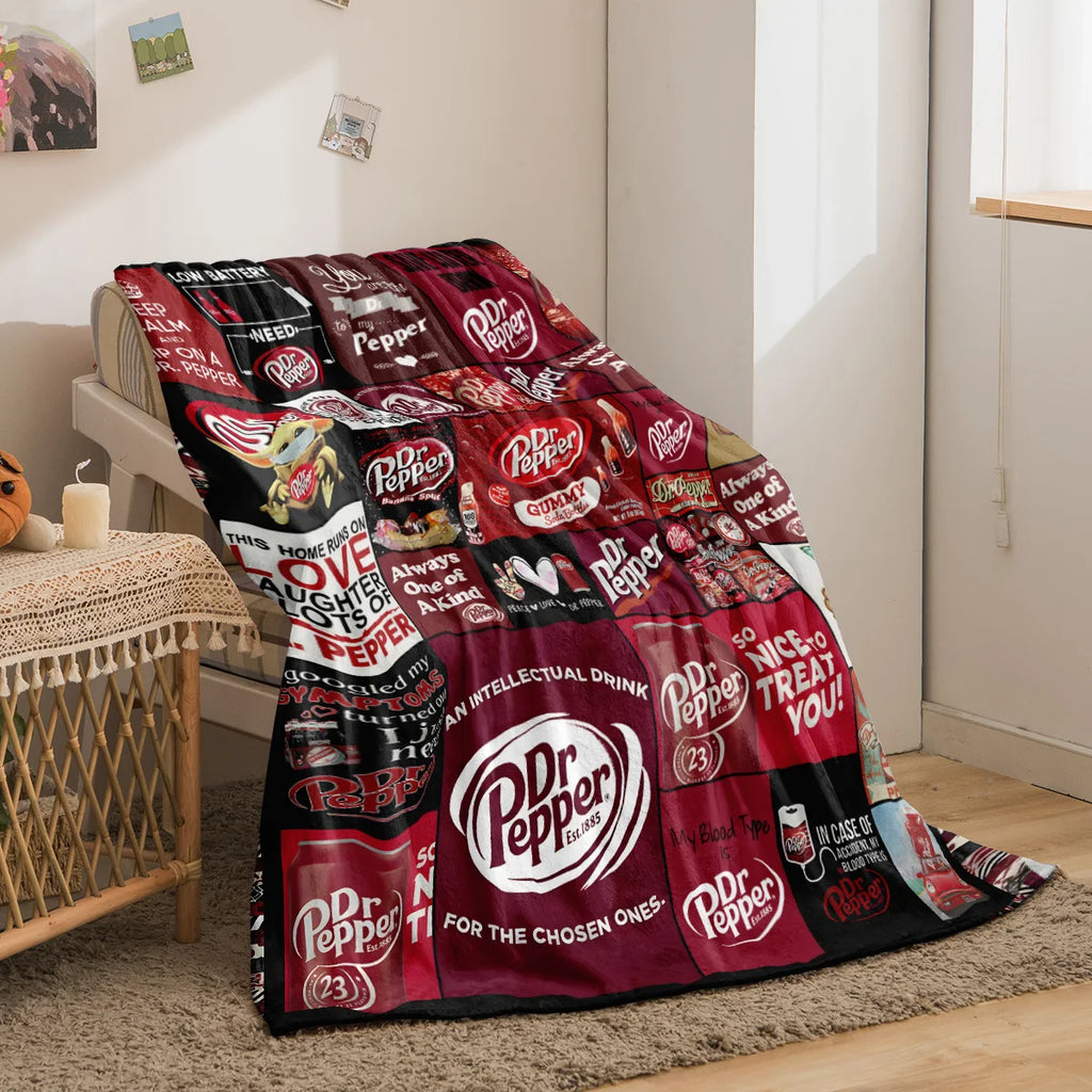 Dr. Pepper Flannel Throw Blanket – Soft, Warm & Anti-Pilling, 3 Sizes