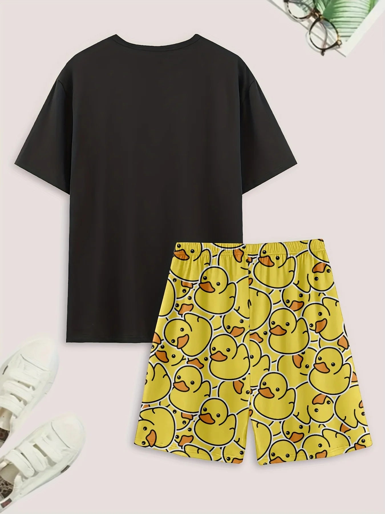 Women's Duck Print Casual Pajamas Set | Shorts & T-Shirt Comfortable Summer Homewear