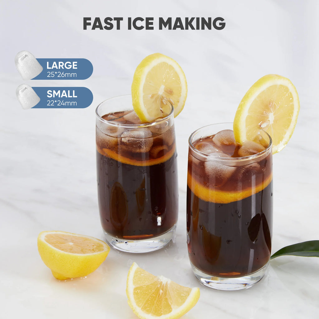 Portable Countertop Ice Maker — 9 Bullet Ice Cubes in 6 Min, Self-Cleaning, Quiet
