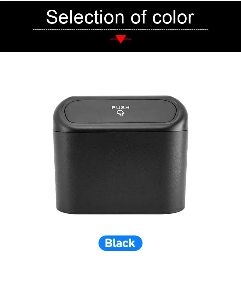 Small Car Trash Can with Lid – Square ABS Waste Bin