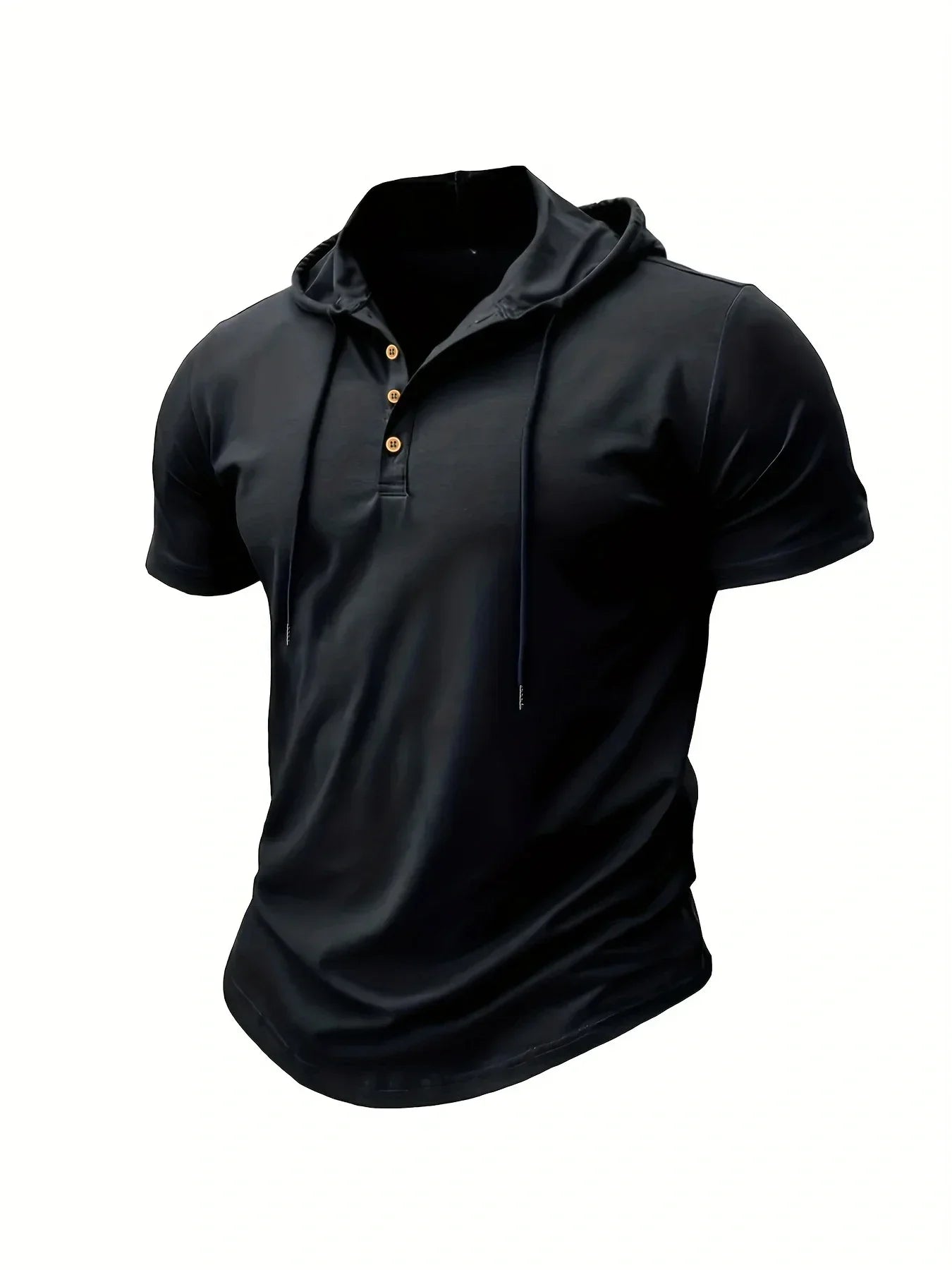 Men's Hooded Short-Sleeve Gym T-Shirt — Athletic Training Tee with Hood