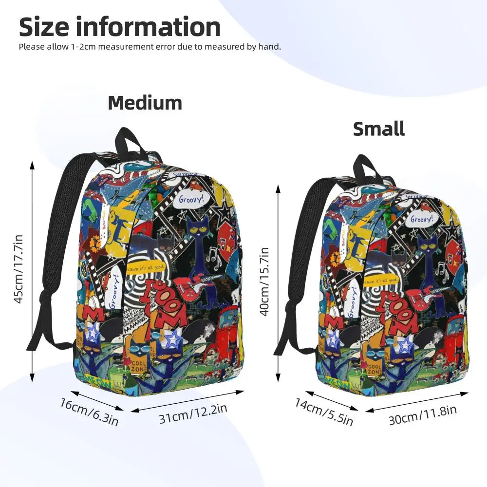Pete the Cat Canvas Backpack – Comic Print Daypack