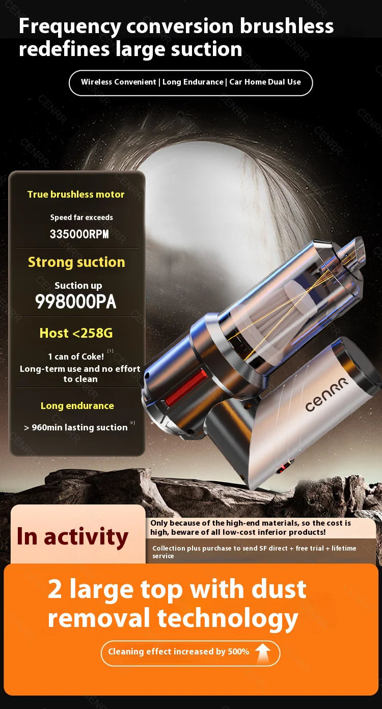 Cordless Car Vacuum – Brushless Motor & HEPA Filter