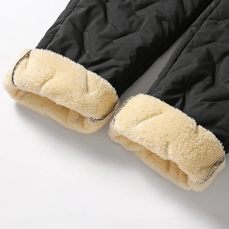 Winter Sweatwear Men Plush Thick Fleece Sweatpant Lambswool Thermal Trousers Casual Pants Waterproof Windproof Warm Cotton Pants