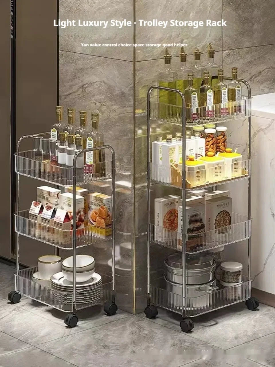 Acrylic Rolling Storage Cart — 2/3/4 Tier Organizer Trolley for Kitchen, Bathroom & Office