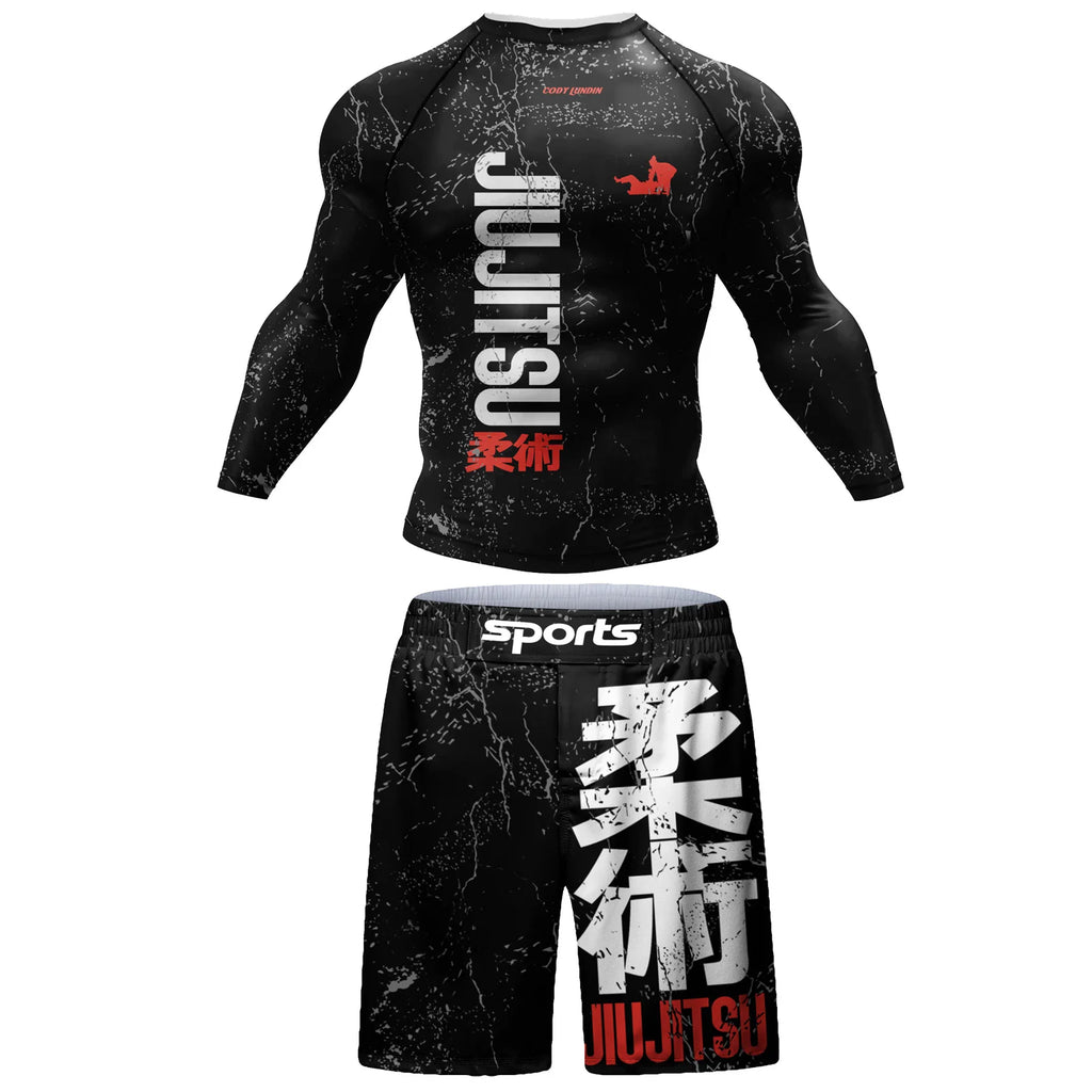 MMA BJJ Compression T-Shirt, Pants & Muay Thai Shorts Rash Guard – Multi-Piece Fitness Sport Suit