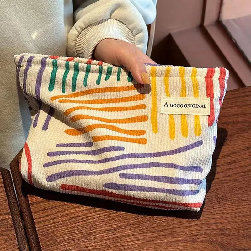 Large Capacity Corduroy Travel Cosmetic Bag