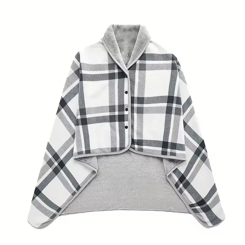 Wearable Flannel Shawl Blanket – Soft Lazy Office Warmth Wrap for Comfort & Style