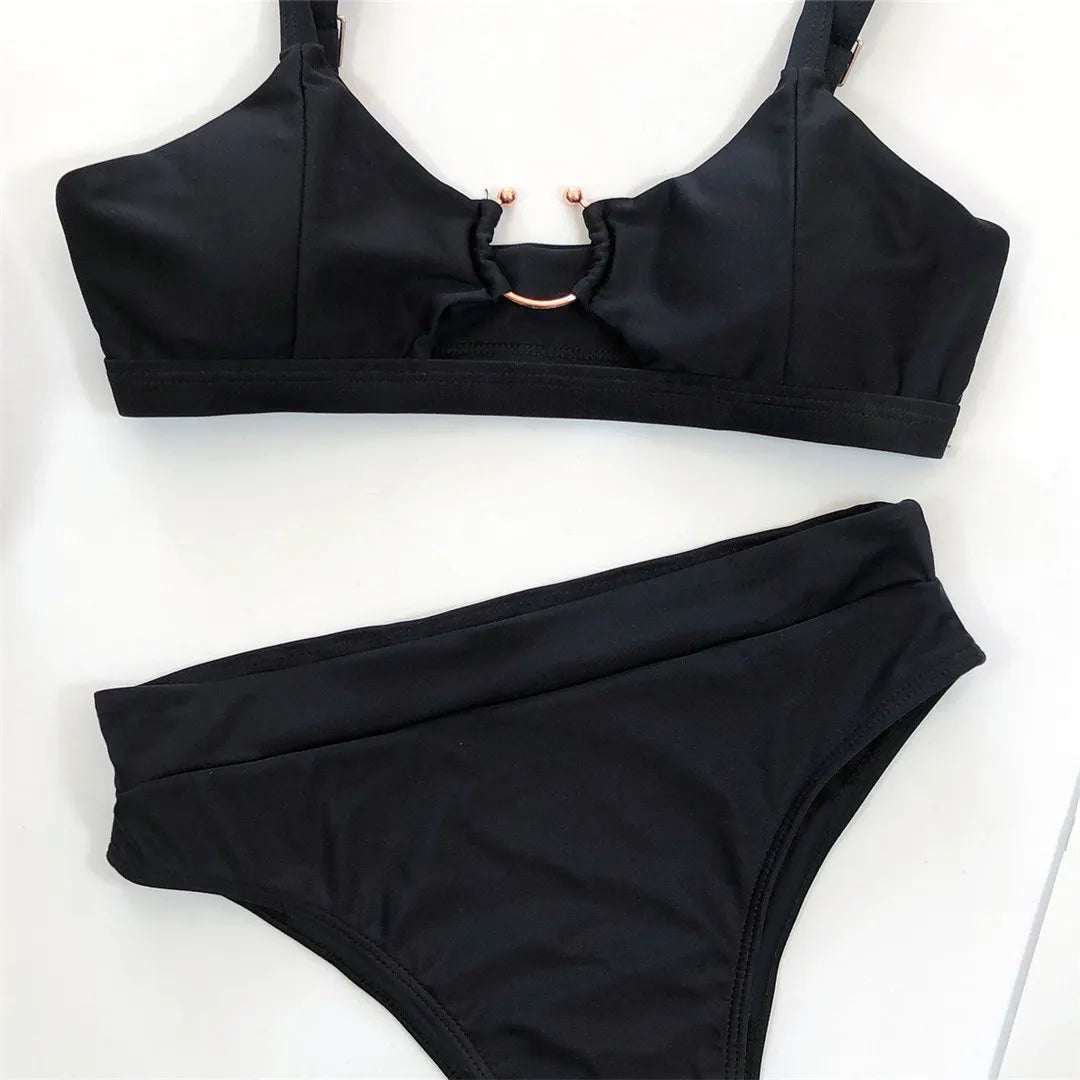 Leopard High Waist Bikini Set — Snake Print Two-Piece Swimsuit