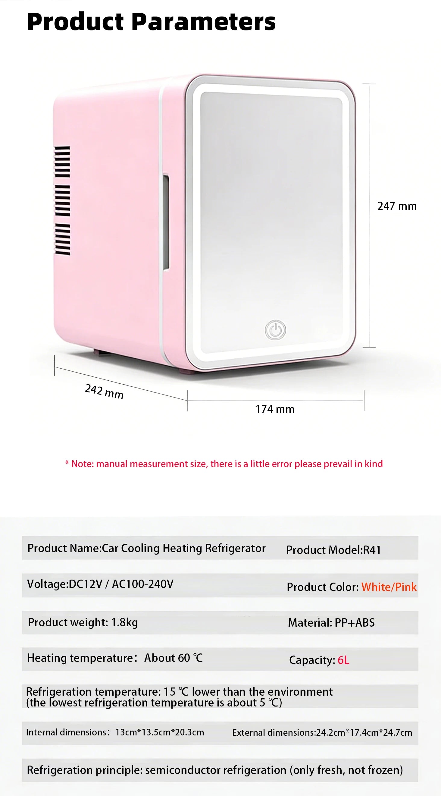 6L/9L LED Mirror Mini Fridge with Light — Portable Cosmetic Refrigerator Cooler & Warmer for Car, Home & Skincare