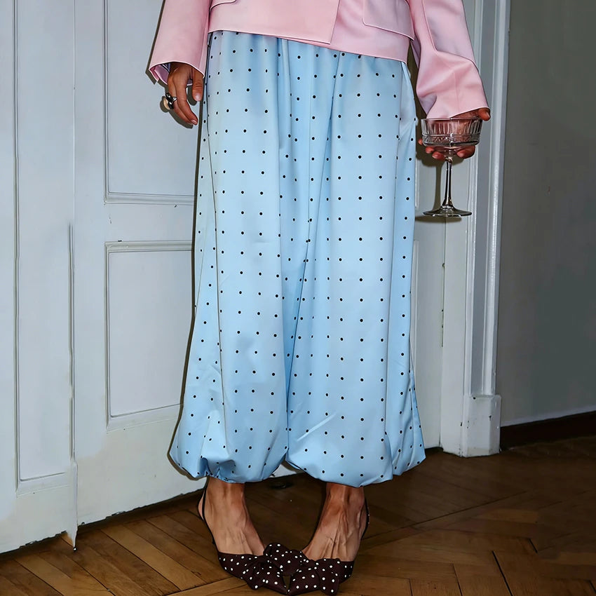 Linad Elegant Satin Lantern Pants – High Waist Vintage Loose Ankle Length Street Chic Trousers
