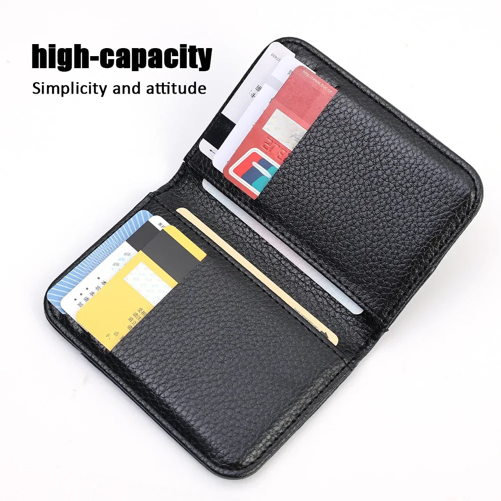 Super Slim PU Leather Card Wallet – Portable Mini Credit Card Holder for Men & Women
