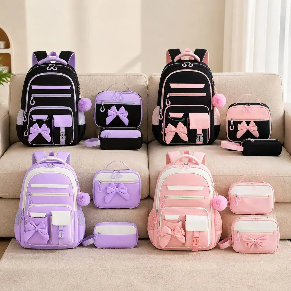 Bow-Knot School Backpack – Bag & Matching Set Options