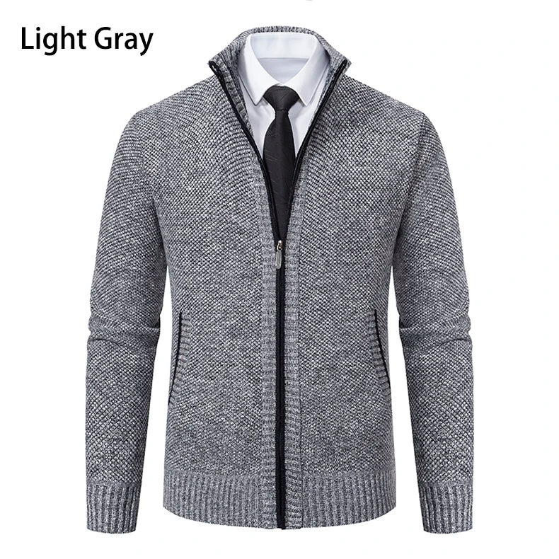 Men's Fleece Zip Cardigan Jacket — Warm Casual Layering Piece