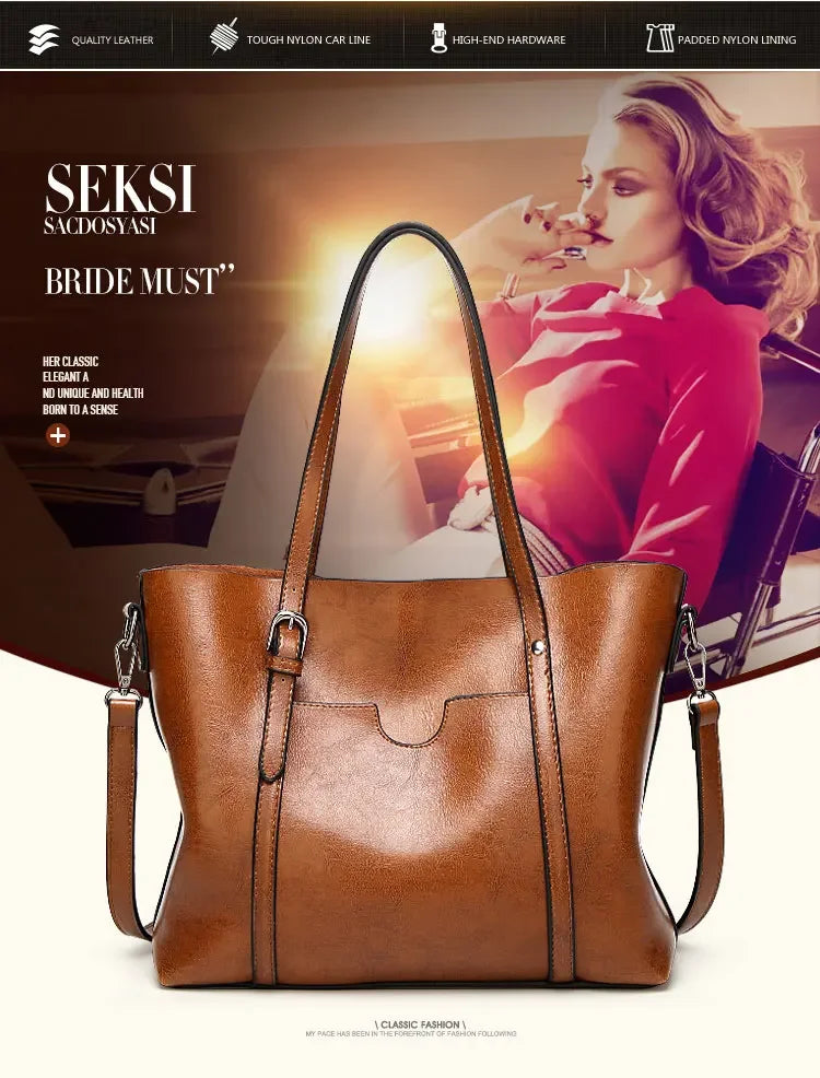 Vintage Oil Wax TPU Shoulder Bag – Hard Shell Tote Crossbody Satchel for Women