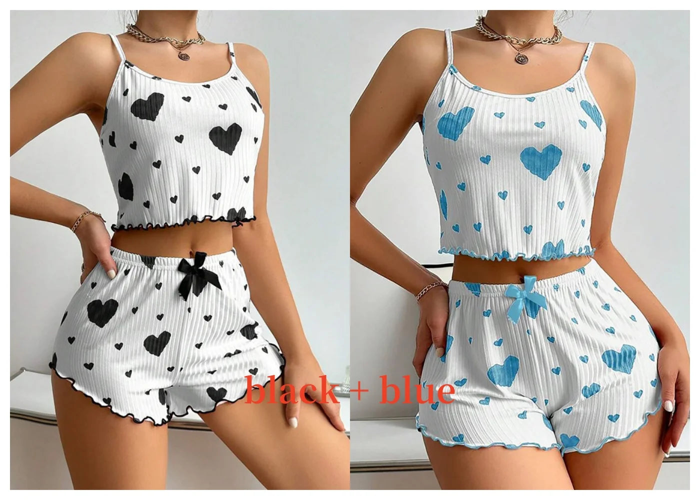 Women's 2-Piece Tank Top & Shorts Pajama Set | Soft Casual Love Print Sleepwear