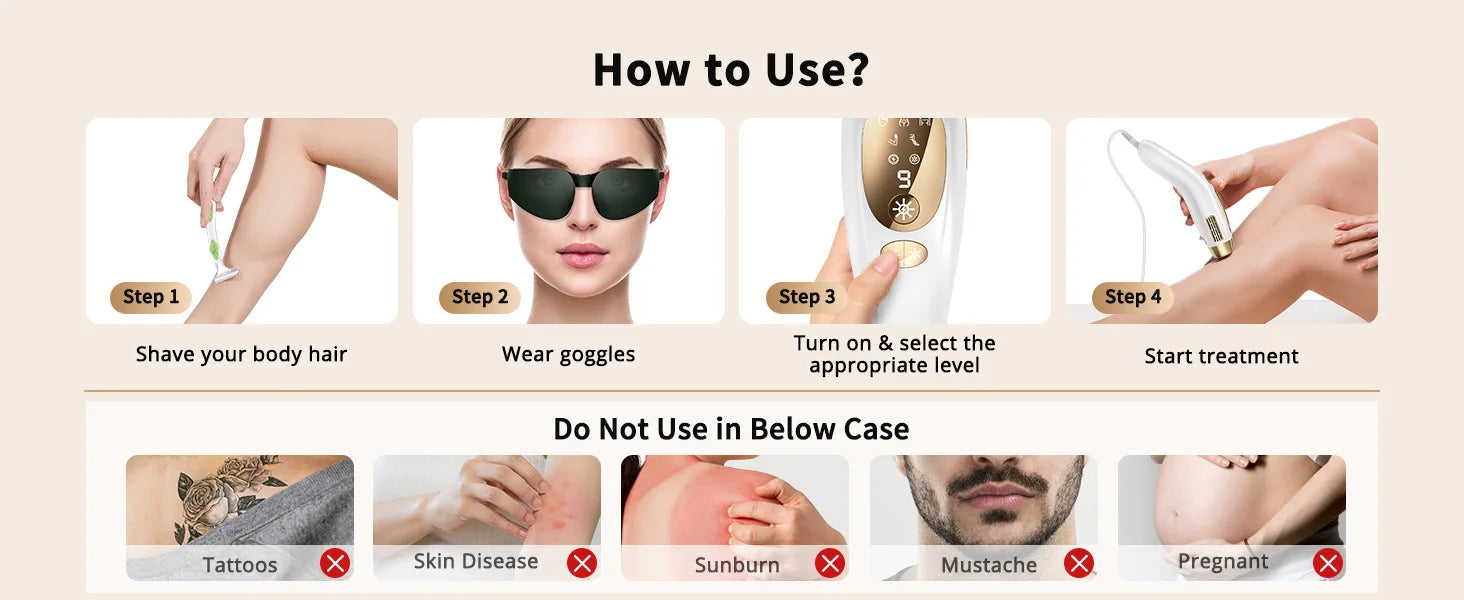 IPL Laser Hair Removal Device with Ice Cooling