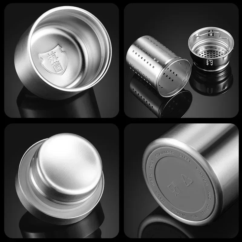 CZSAE 316 SS Vacuum Thermos Tumbler – Bullet Shape, 12–24Hr Insulated, 600ml–2000ml, Silver & Black, CE Certified