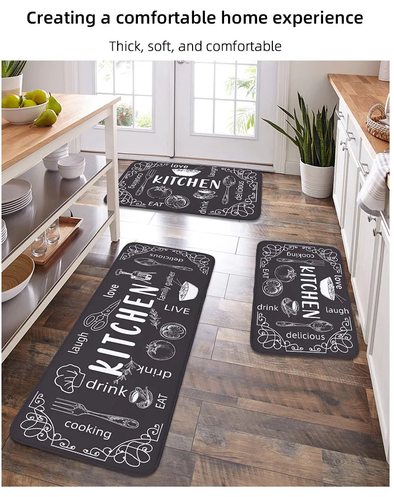 Non-Slip Absorbent Kitchen & Bathroom Floor Mat – Washable, Rubber Backing, PVC-Free, BPA-Free, 5 Sizes