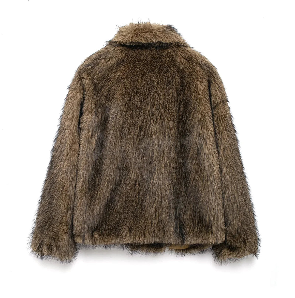 Women's Oversized Faux Fur Jacket – Single-Breasted Elegant Warm Coat