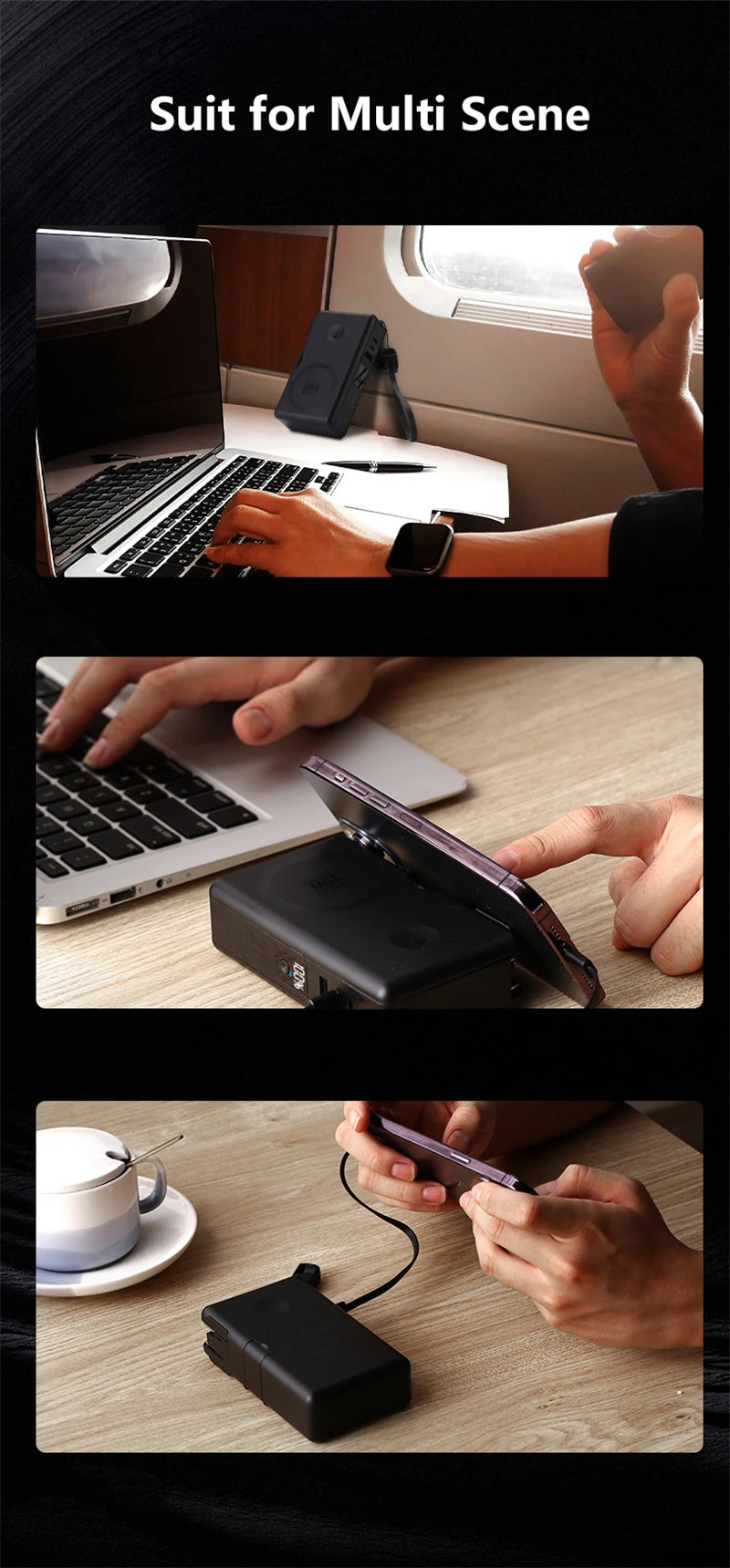 65W GaN 6-in-1 Power Bank with Qi2.2 25W Magnetic Wireless Charging for iPhone, Apple Watch & Laptop