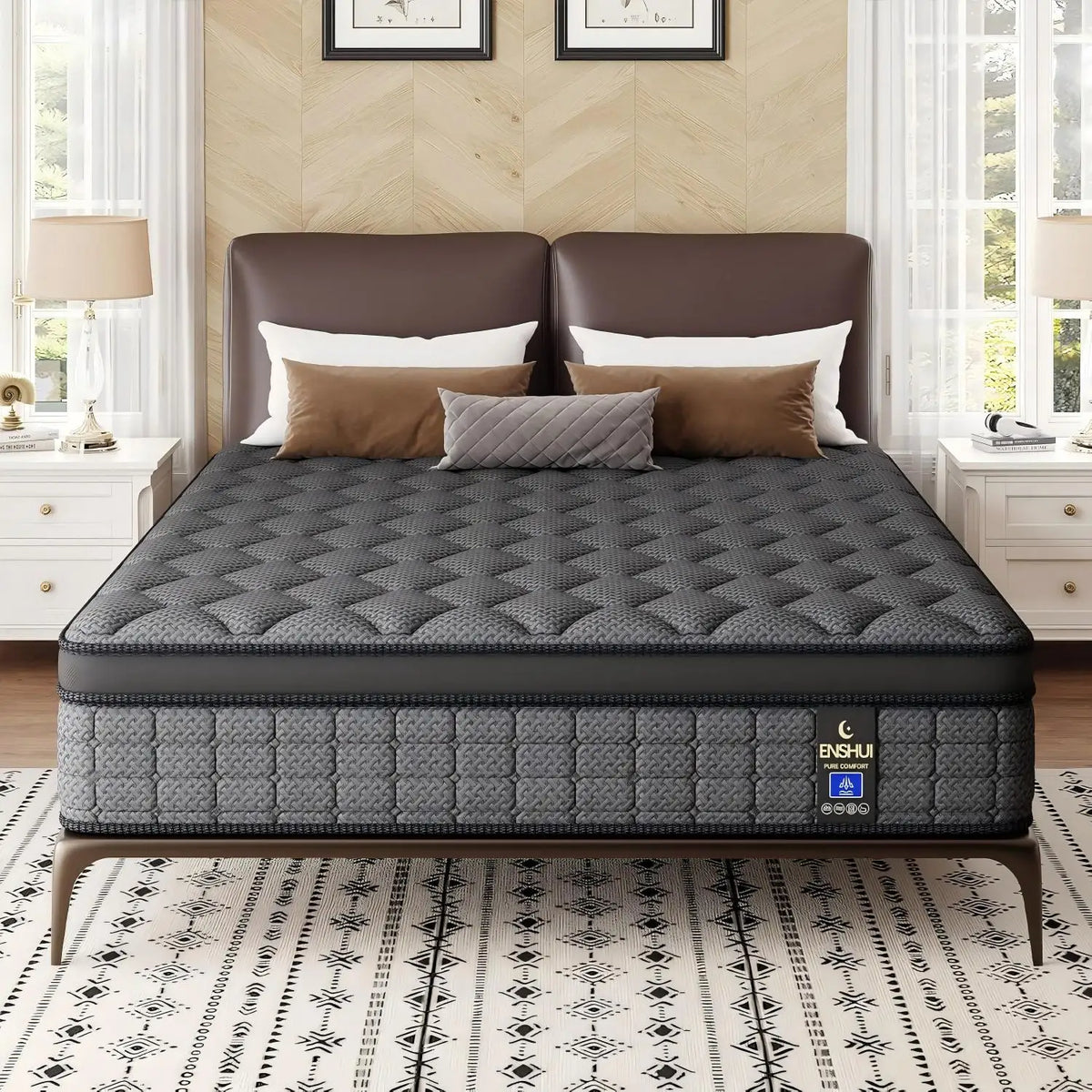 12"/14" Gel Memory Foam Hybrid Mattress – Pocket Innerspring Euro Top, Medium Firm, Twin to King